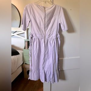 Light purple cottage core flutter sleeve dress with bow